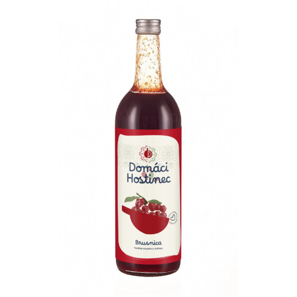 Brusnica | Domáci Hostinec | Domáci sirup extrahustý | remeselný sirup | Ovocný sirup s dužinou | Sirup na prípravu limonád | Sirup na prípravu horúcich nápojov | Sklenená fľaša 750 ml |